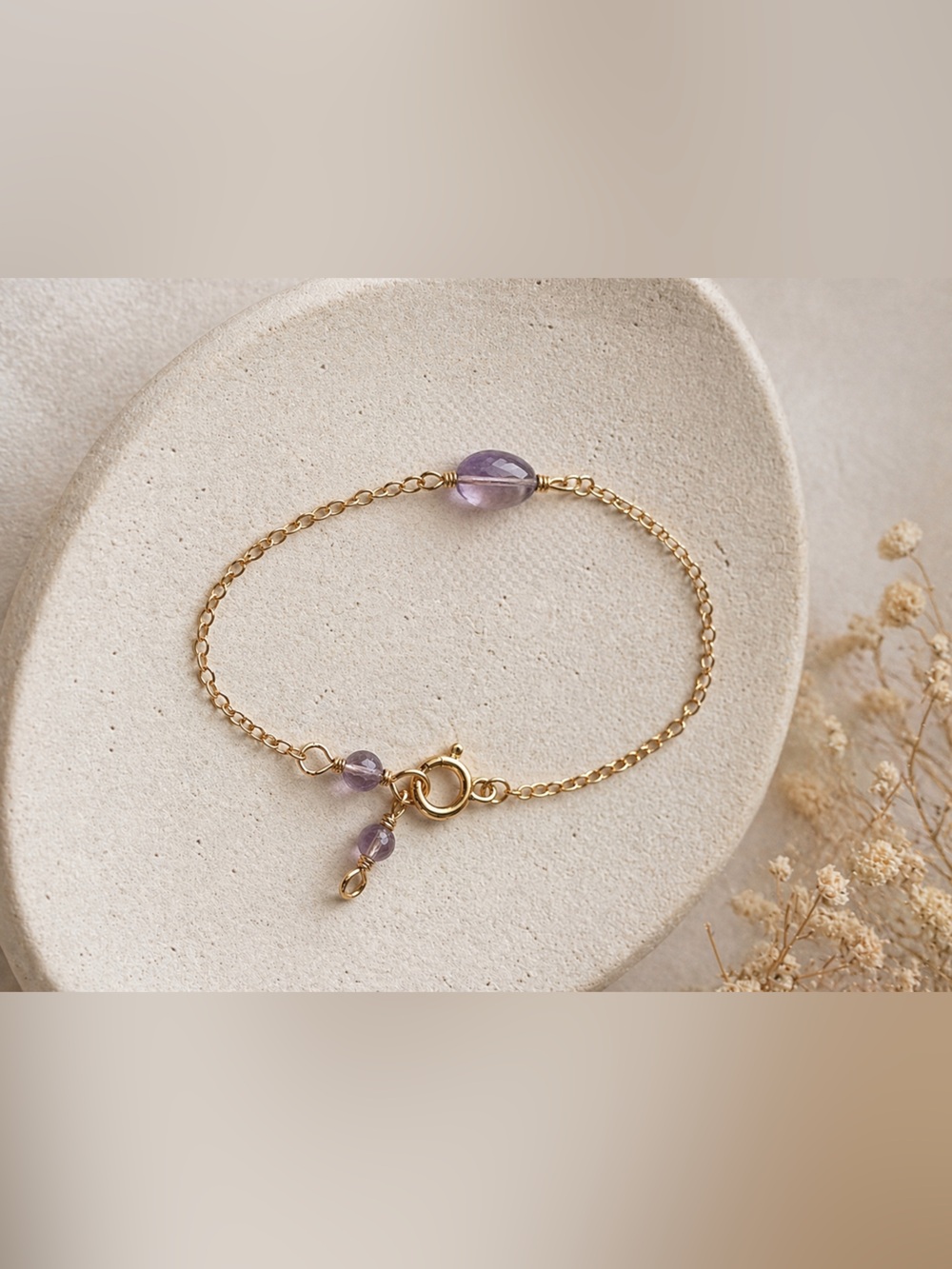 Amethysts gemstone and gold filled everyday bracelet- can be made in sterling ur